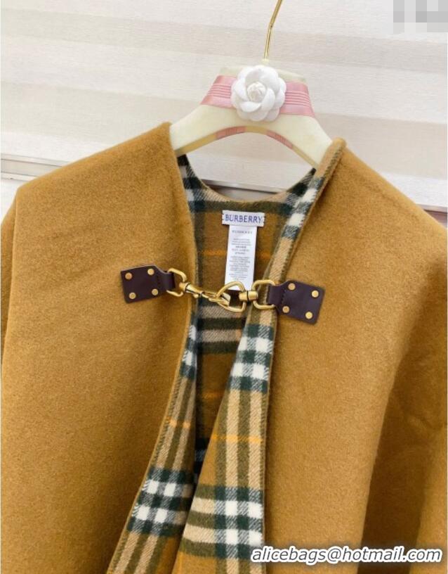 Well Crafted Burberry Wool Lambskin Cape with Fringes BR091029 Camel 2025
