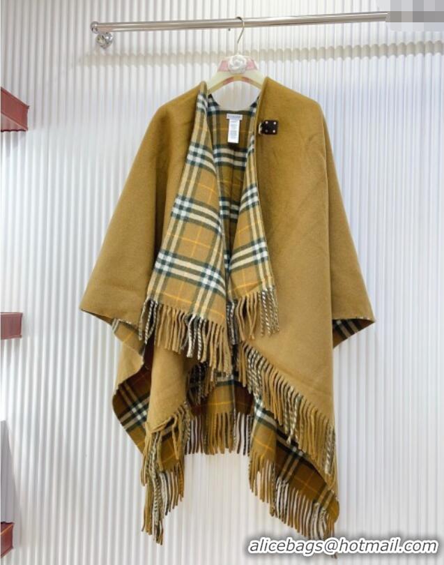 Well Crafted Burberry Wool Lambskin Cape with Fringes BR091029 Camel 2025