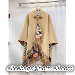 Best Grade Burberry Wool Lambskin Cape with Fringes BR091029 Beige 2025