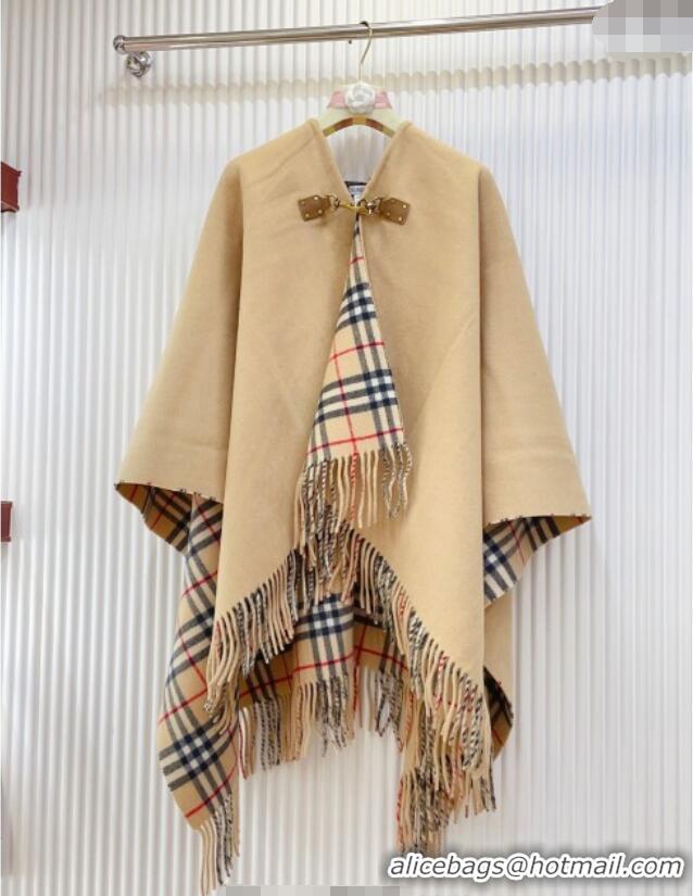 Best Grade Burberry Wool Lambskin Cape with Fringes BR091029 Beige 2025