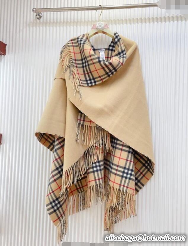 Best Grade Burberry Wool Lambskin Cape with Fringes BR091029 Beige 2025