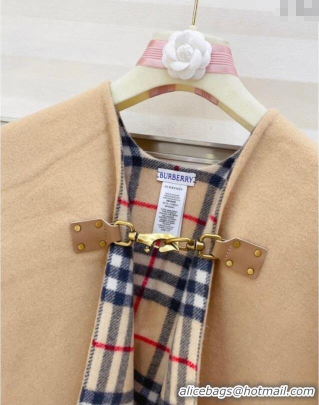 Best Grade Burberry Wool Lambskin Cape with Fringes BR091029 Beige 2025