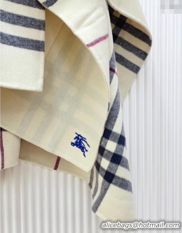 Classic Discount Burberry Cashmere Reversible Hoodlie Cape with Fringes BR091030 Stone Beige 2025