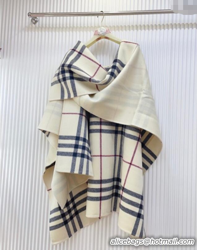 Classic Discount Burberry Cashmere Reversible Hoodlie Cape with Fringes BR091030 Stone Beige 2025