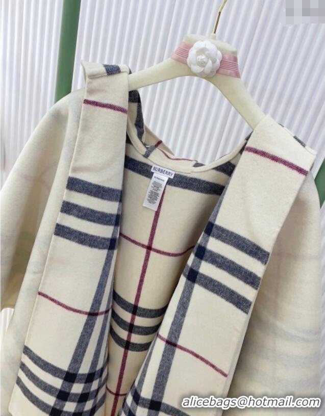 Classic Discount Burberry Cashmere Reversible Hoodlie Cape with Fringes BR091030 Stone Beige 2025