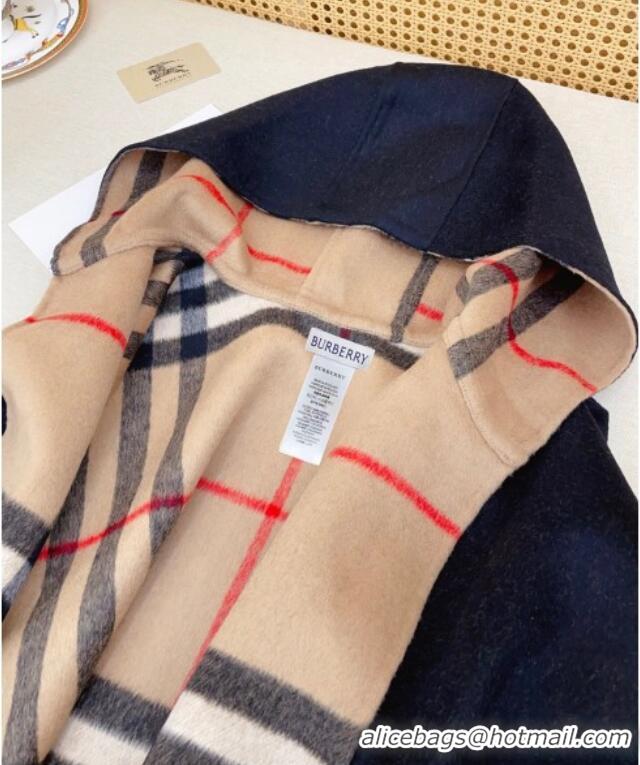 Market Sells Burberry Cashmere Reversible Hoodlie Cape with Fringes BR091030 Black/Camel 2025