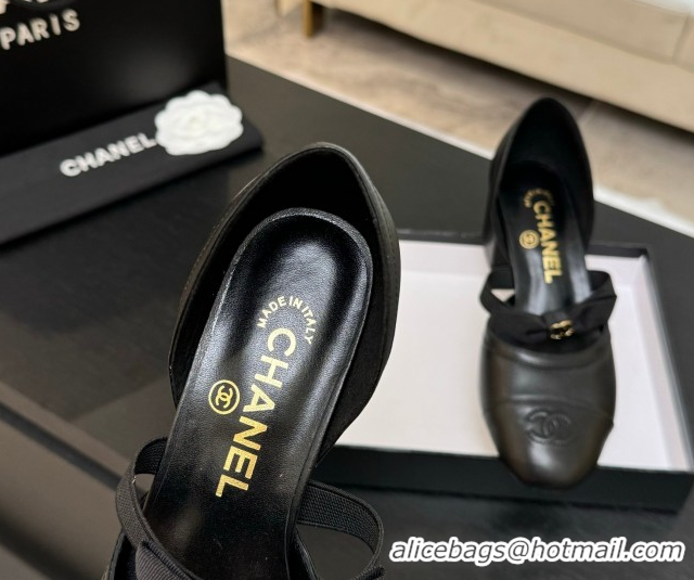 Grade Quality Chanel Calfskin Leather Mary Janes Pumps with Bow Black2 2025 G46701
