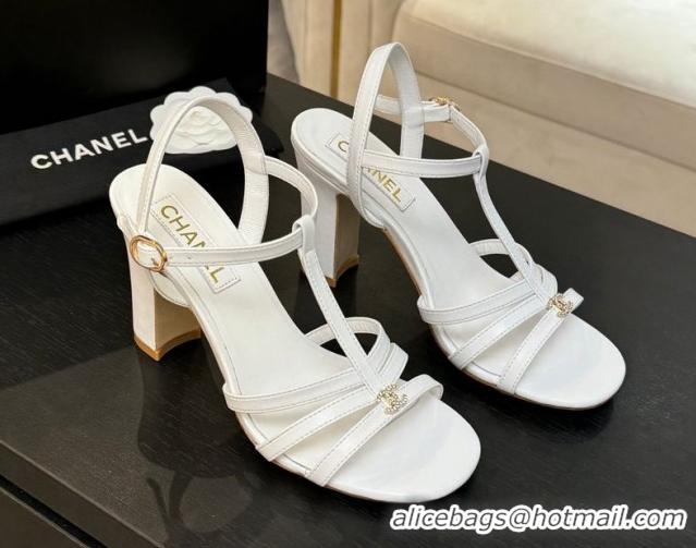 Best Price Chanel Lambskin Heel Sandals White 2025 CH090113
