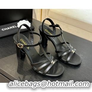 Purchase Chanel Lambskin Heel Sandals Black 2025 CH090113