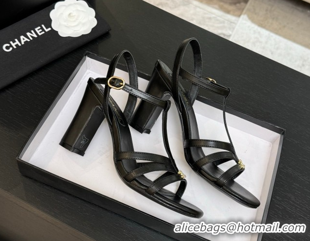 Purchase Chanel Lambskin Heel Sandals Black 2025 CH090113