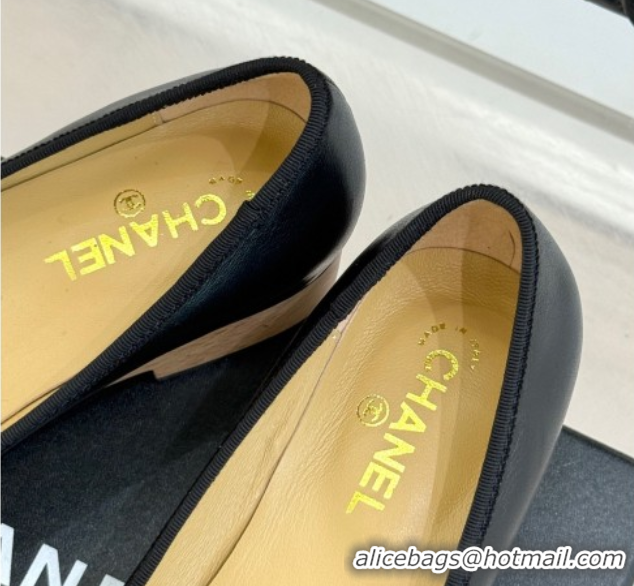 Good Looking Chanel Lambskin & Wood-Like Loafers with Chain Black 2025 CH090114