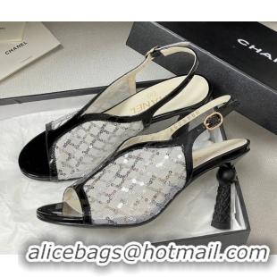 Sumptuous Chanel Mesh & Sequins Heel Sandals 8.5cm White 2025 G46538