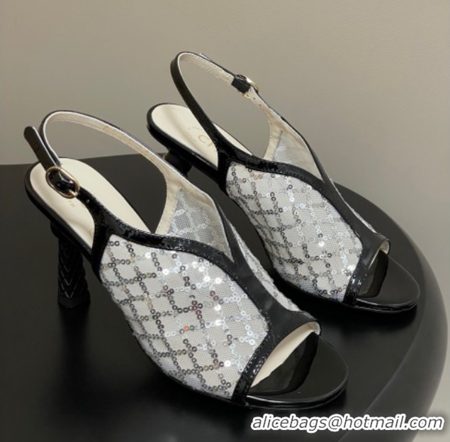 Sumptuous Chanel Mesh & Sequins Heel Sandals 8.5cm White 2025 G46538