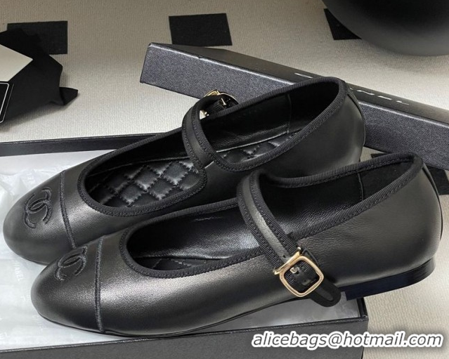 Shop Cheap Chanel Lambskin Leather Mary Janes Flats Ballet G45503 Black