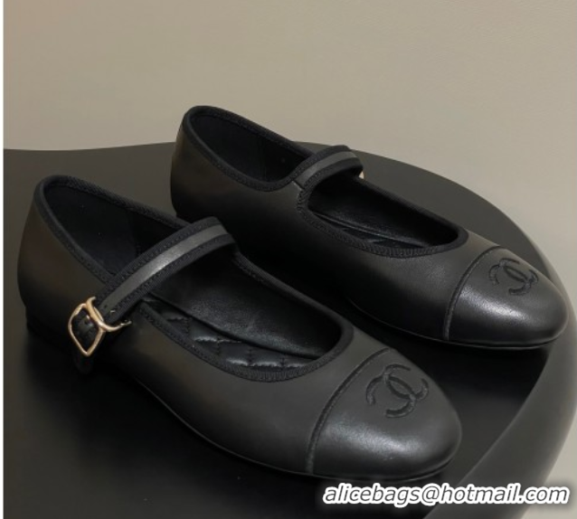 Shop Cheap Chanel Lambskin Leather Mary Janes Flats Ballet G45503 Black