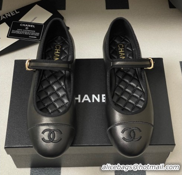 Shop Cheap Chanel Lambskin Leather Mary Janes Flats Ballet G45503 Black