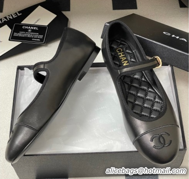 Shop Cheap Chanel Lambskin Leather Mary Janes Flats Ballet G45503 Black