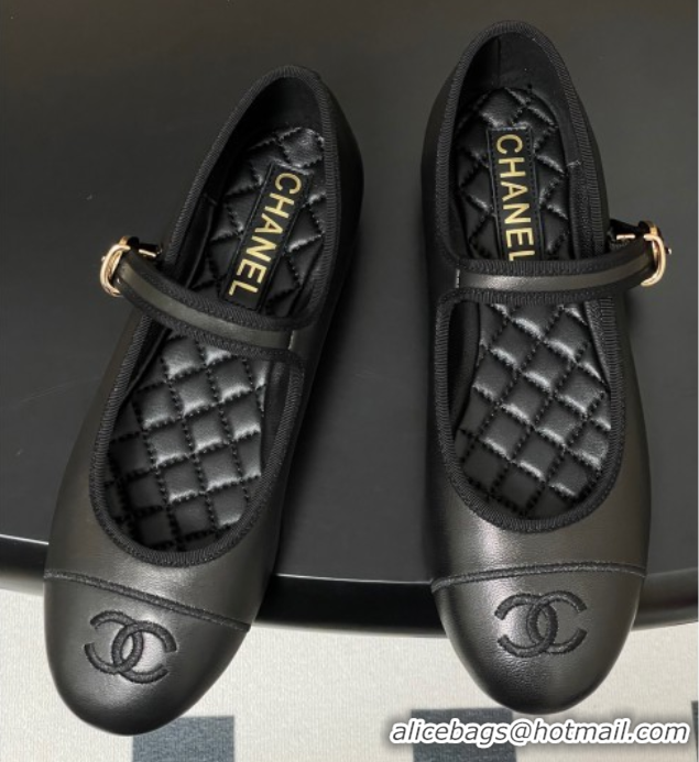 Shop Cheap Chanel Lambskin Leather Mary Janes Flats Ballet G45503 Black