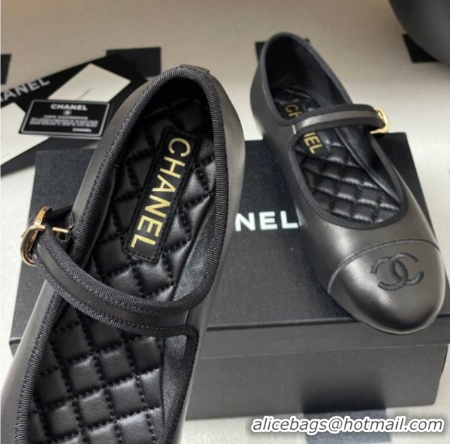 Shop Cheap Chanel Lambskin Leather Mary Janes Flats Ballet G45503 Black