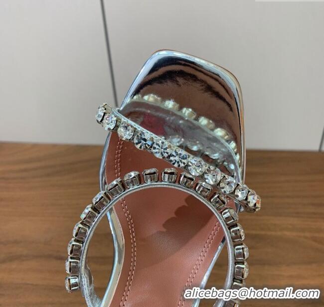 Good Product Amina Muaddi Gigi Slipper 95cm A1114 Silver Mirror And White Crystals 2025
