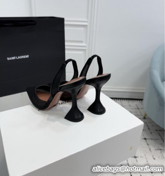 ​Good Taste Amina Muaddi Holli Mesh Sling Back Pumps 9.5cm Heel A1115 Black 2025