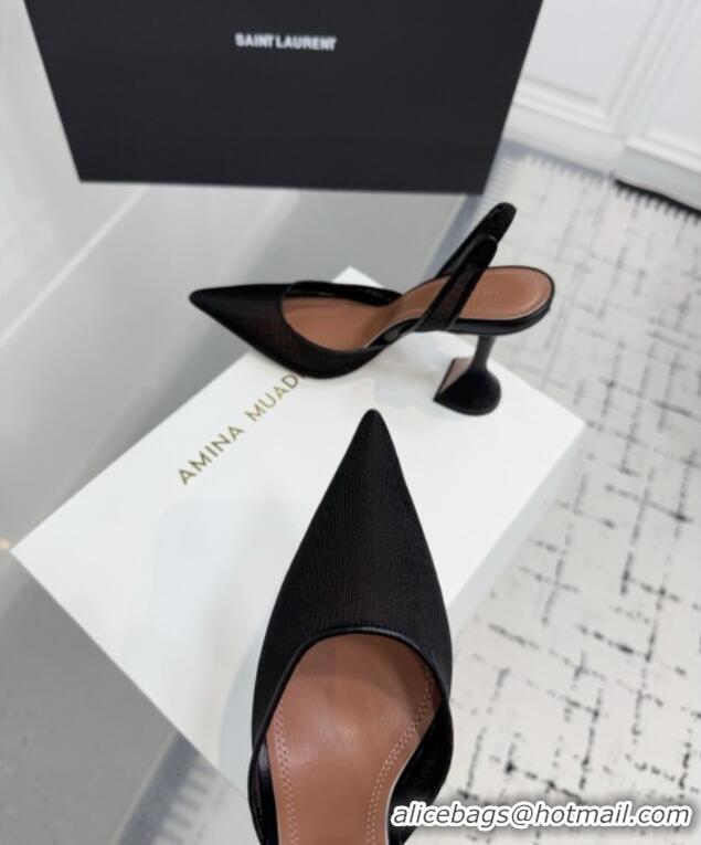 ​Good Taste Amina Muaddi Holli Mesh Sling Back Pumps 9.5cm Heel A1115 Black 2025