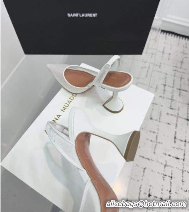 Luxury Cheap Amina Muaddi Holli Mesh Sling Back Pumps 9.5cm Heel A1115 White 2025