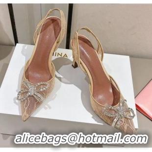 Good Taste Amina Muaddi Rosie Lace Sling Back Pumps A1116 Beige 2025