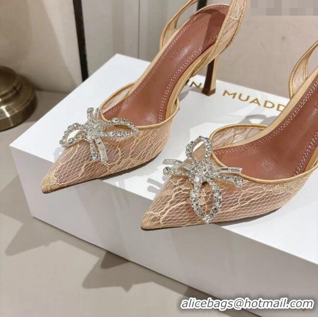 Good Taste Amina Muaddi Rosie Lace Sling Back Pumps A1116 Beige 2025