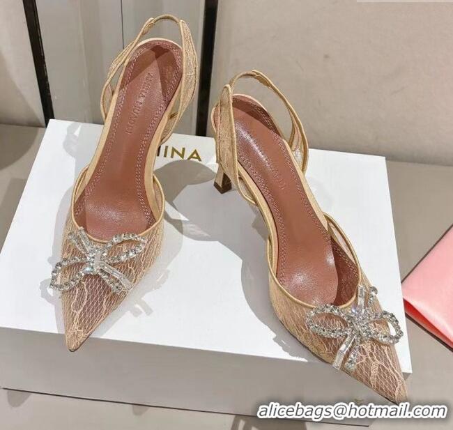 Good Taste Amina Muaddi Rosie Lace Sling Back Pumps A1116 Beige 2025