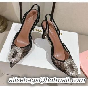 Well Crafted Amina Muaddi Camelia Lace Sling Pumps with Antique Buckle A1116 Black 2025