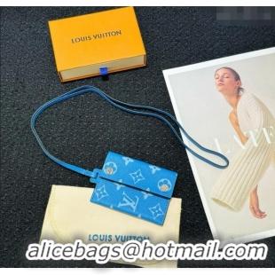 Promotional Louis Vuitton LV Card Holder with Neck Strap M83154 Blue 2025