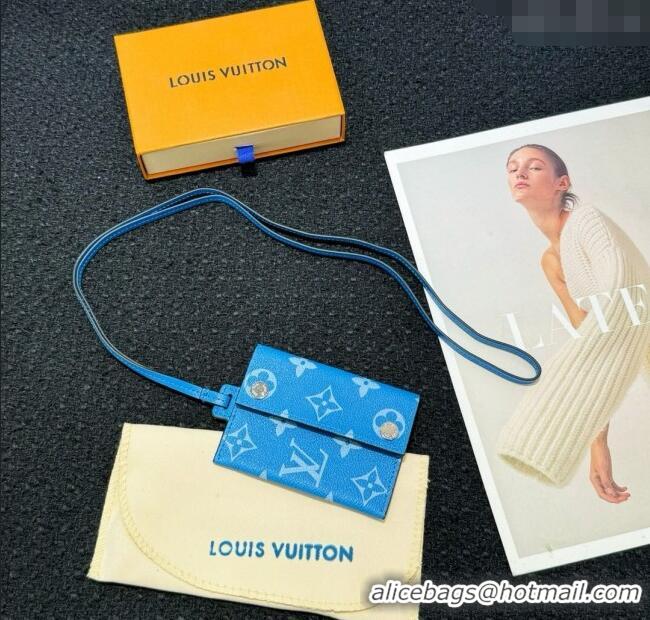 Promotional Louis Vuitton LV Card Holder with Neck Strap M83154 Blue 2025