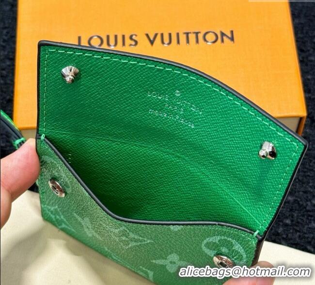 Best Price Louis Vuitton LV Card Holder with Neck Strap M83154 Green 2025