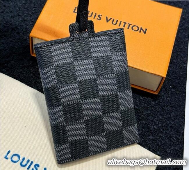 Top Grade Louis Vuitton LV Card Holder with Neck Strap M83154 Black Damier 2025
