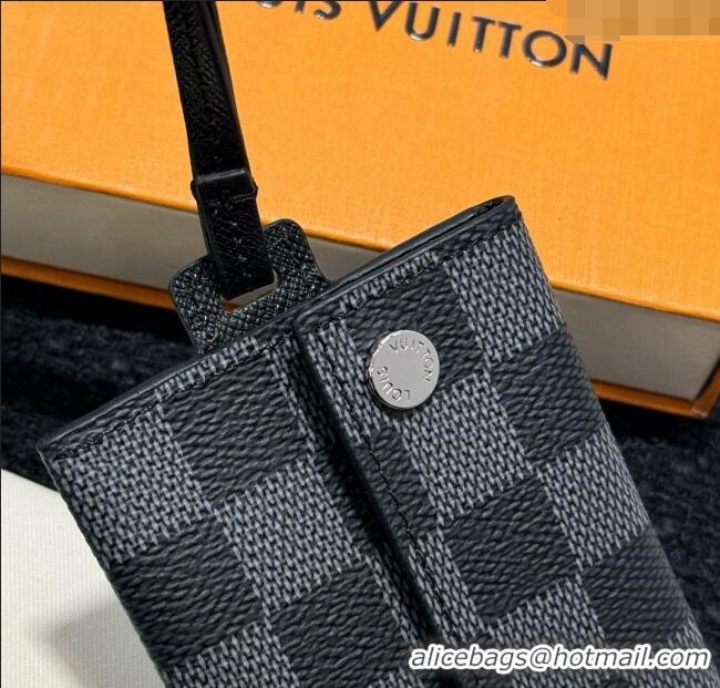 Top Grade Louis Vuitton LV Card Holder with Neck Strap M83154 Black Damier 2025