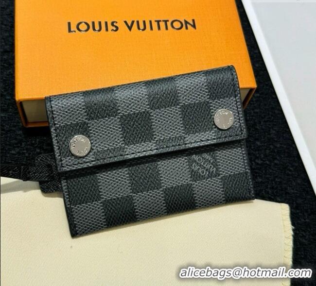 Top Grade Louis Vuitton LV Card Holder with Neck Strap M83154 Black Damier 2025