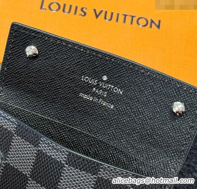 Top Grade Louis Vuitton LV Card Holder with Neck Strap M83154 Black Damier 2025