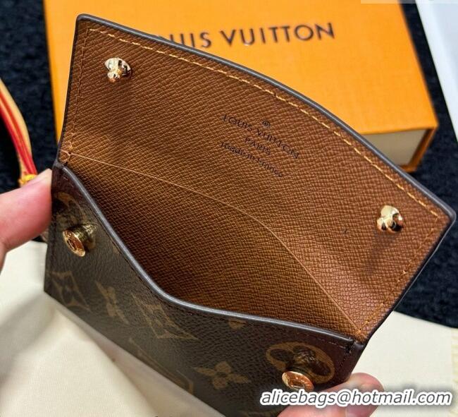 Luxury Cheap Louis Vuitton LV Card Holder with Neck Strap M83154 Brown 2025