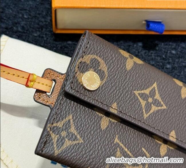 Luxury Cheap Louis Vuitton LV Card Holder with Neck Strap M83154 Brown 2025