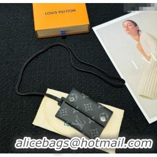 Discount Louis Vuitton LV Card Holder with Neck Strap M83154 Black Monogram 2025