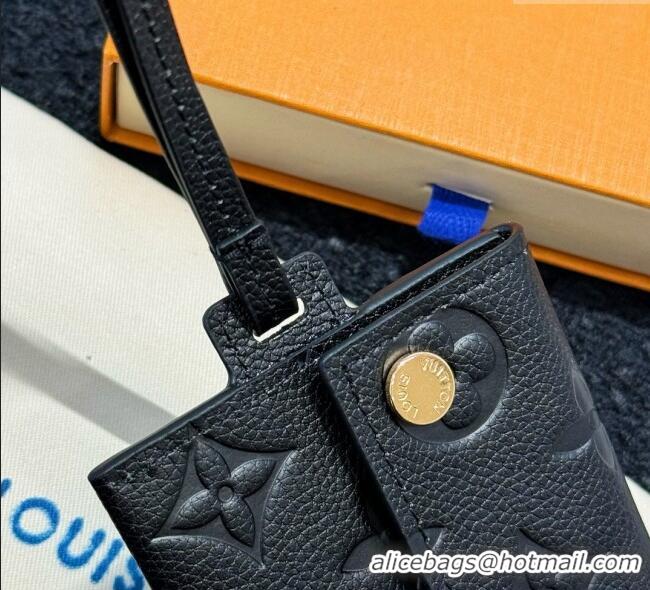 Good Quality Louis Vuitton LV Card Holder with Neck Strap M83154 Black 2025