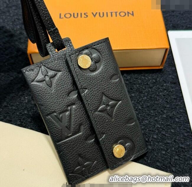 Good Quality Louis Vuitton LV Card Holder with Neck Strap M83154 Black 2025