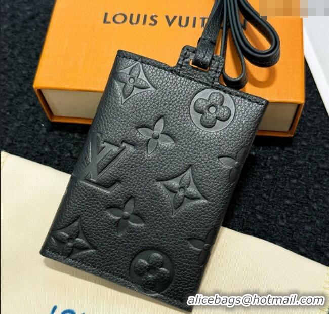 Good Quality Louis Vuitton LV Card Holder with Neck Strap M83154 Black 2025