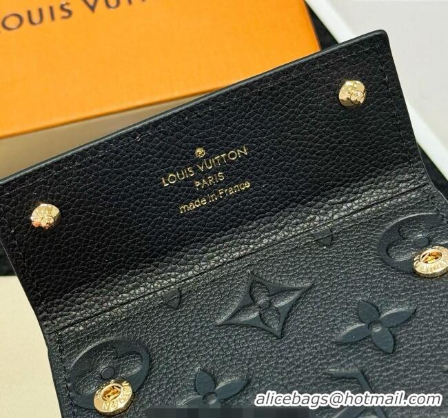 Good Quality Louis Vuitton LV Card Holder with Neck Strap M83154 Black 2025