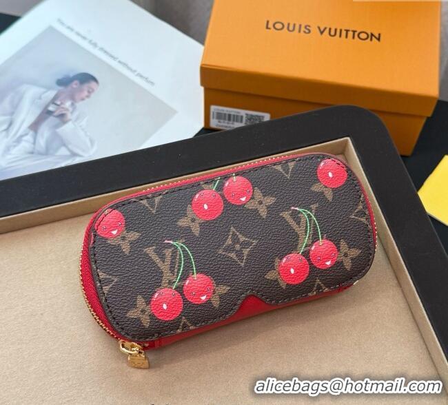 Top Design Louis Vuitton LV x TM Cerise Cherry Sunglasses Pouch GI1332 Brown/Red 2025