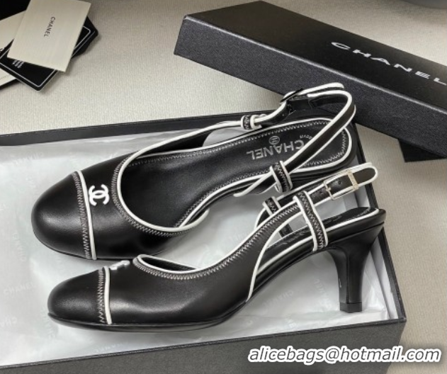 Shop Duplicate Chanel Vintage Lambskin Slingbacks Pumps 6.5cm Black 2025 CH090116
