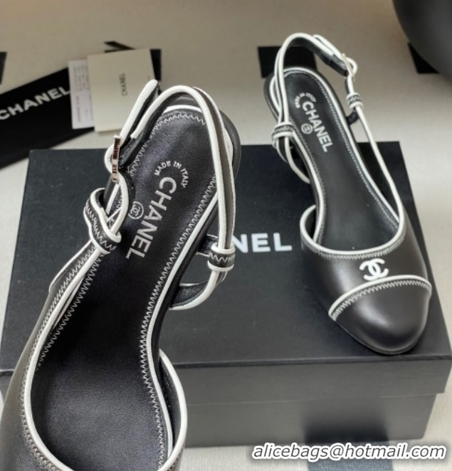 Shop Duplicate Chanel Vintage Lambskin Slingbacks Pumps 6.5cm Black 2025 CH090116