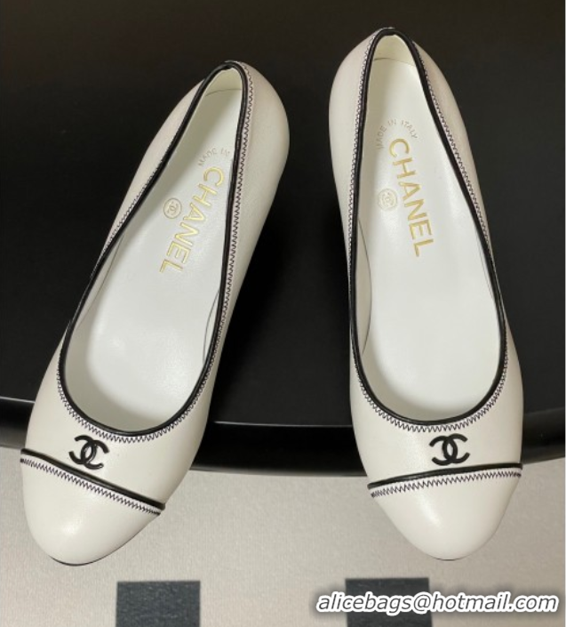 Big Discount Chanel Vintage Lambskin Leather Pumps 6.5cm White 2025 CH090116