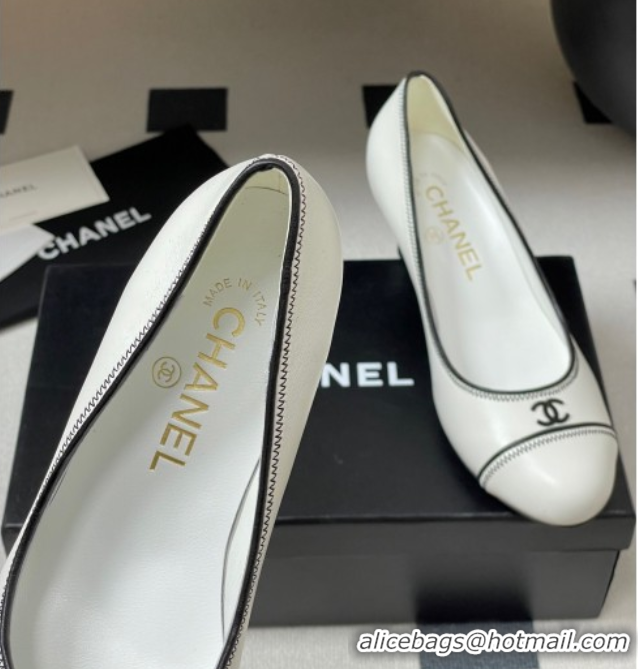 Big Discount Chanel Vintage Lambskin Leather Pumps 6.5cm White 2025 CH090116